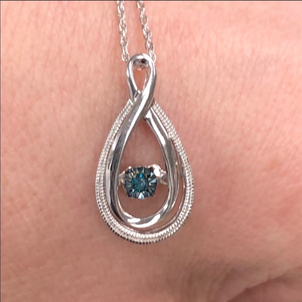 Blue Diamond 925 Sterling Silver Necklace Pendant